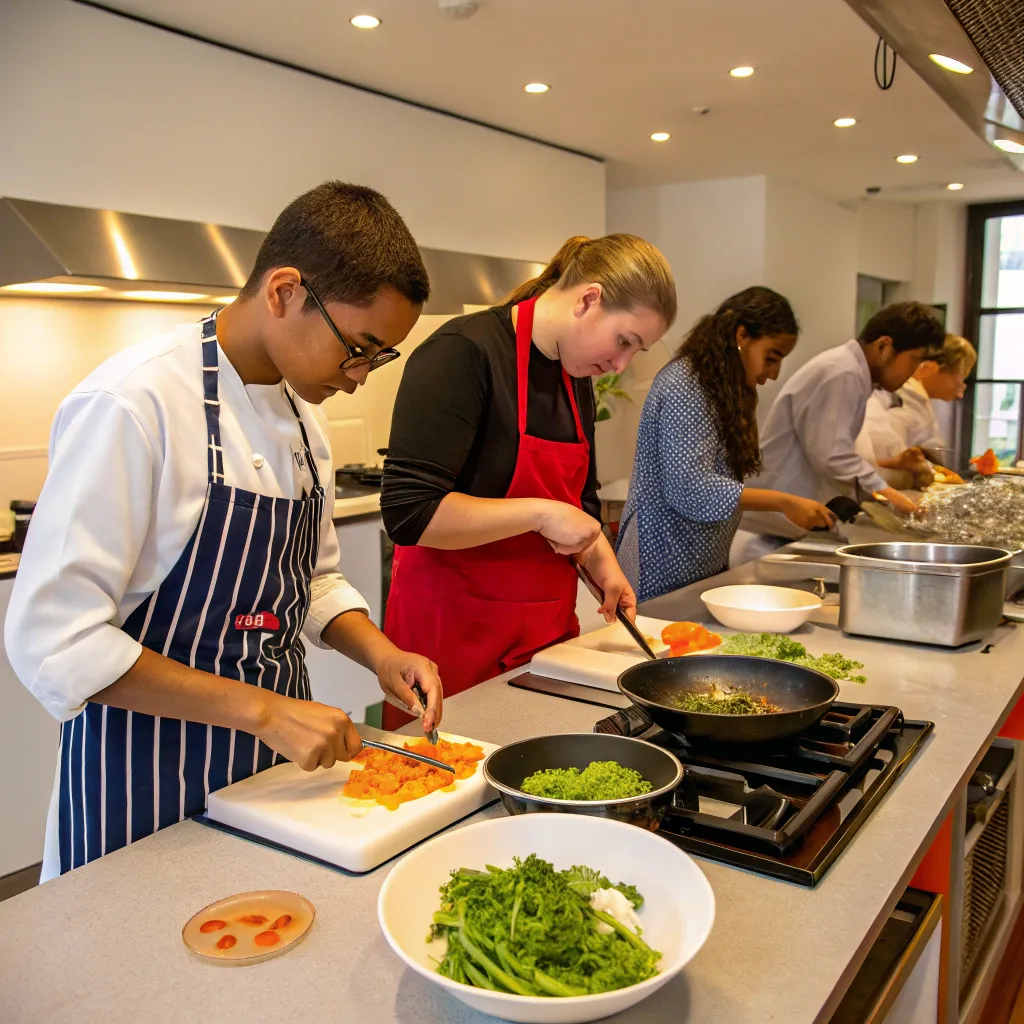 Cooking class in action